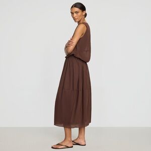 Modern Citizen Volta Tiered Organic Cotton Dress Size MDark Chocolate / M